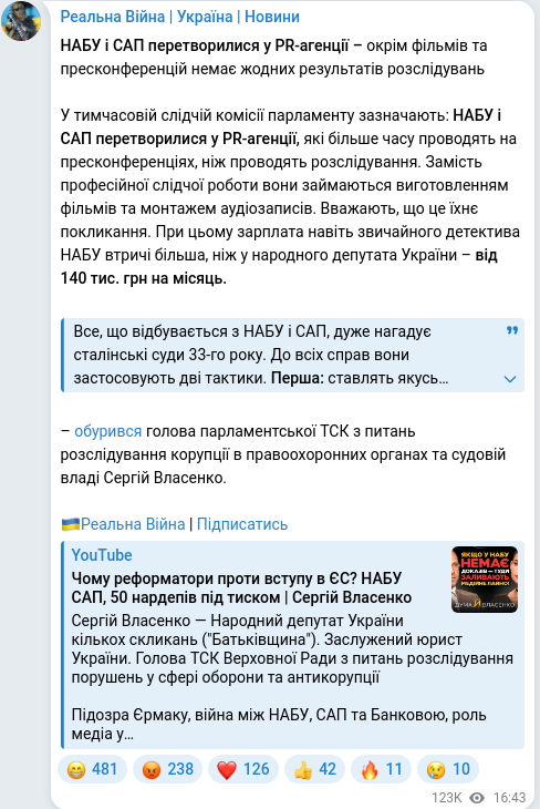 Telegram publication screenshot
