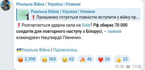 Telegram publication screenshot