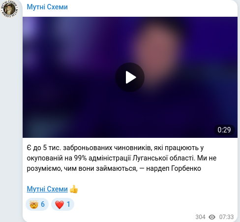 Telegram publication screenshot