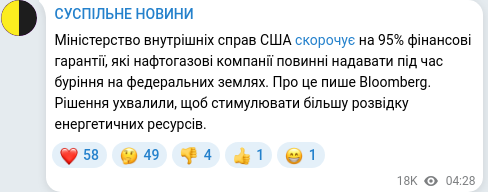 Telegram publication screenshot