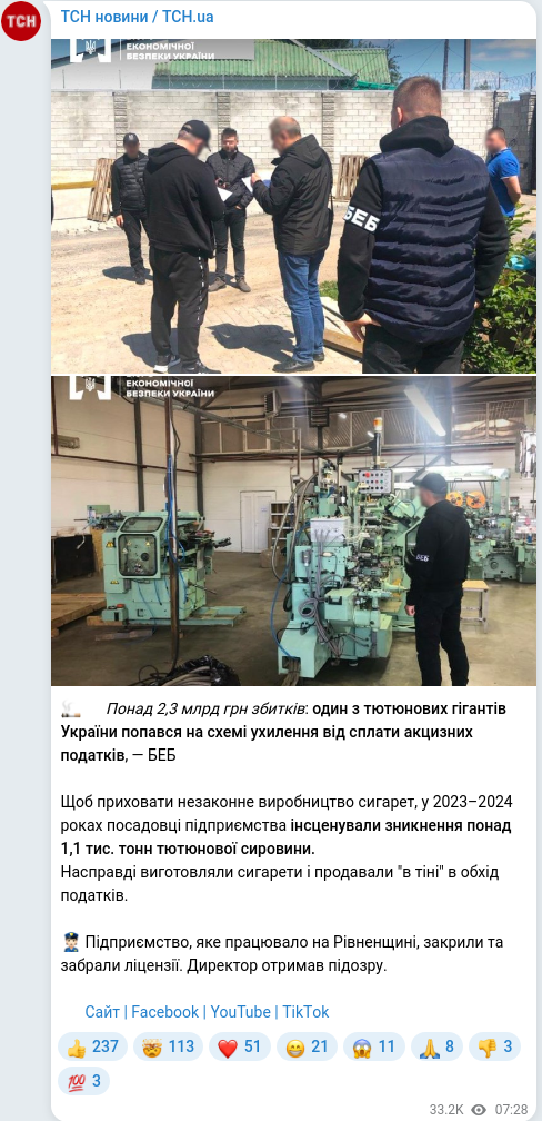 Telegram publication screenshot