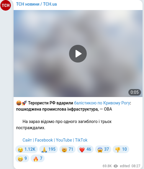 Telegram publication screenshot