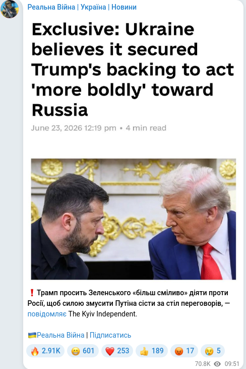 Telegram publication screenshot