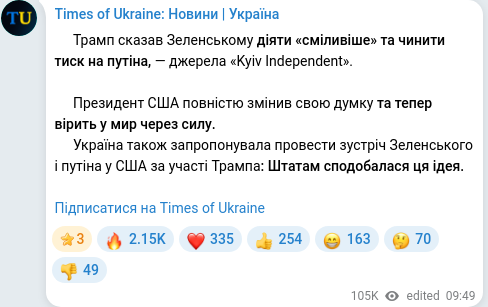 Telegram publication screenshot