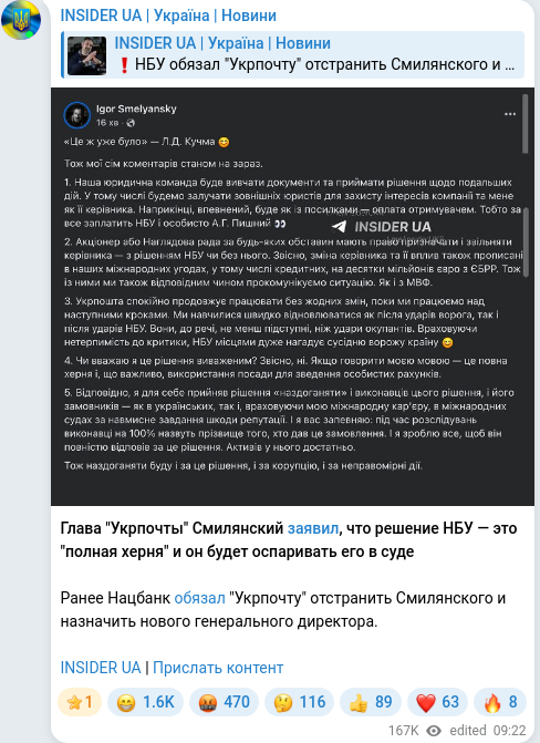 Telegram publication screenshot