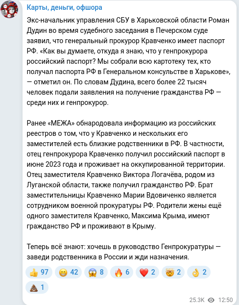 Telegram publication screenshot