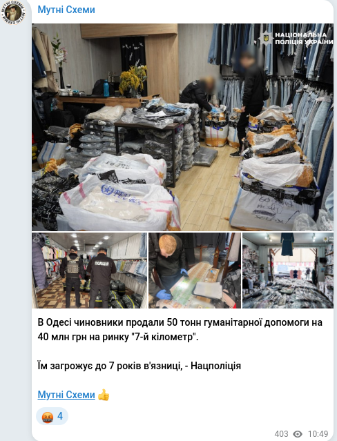 Telegram publication screenshot