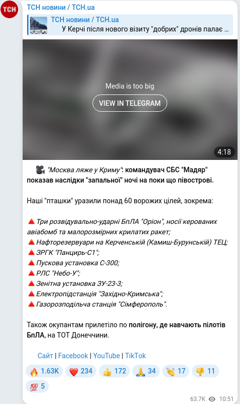 Telegram publication screenshot