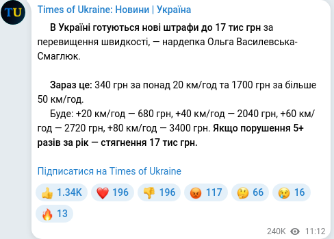 Telegram publication screenshot