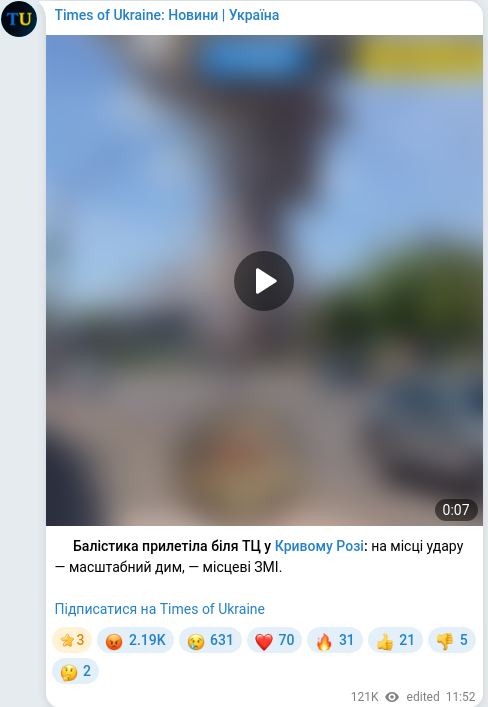 Telegram publication screenshot