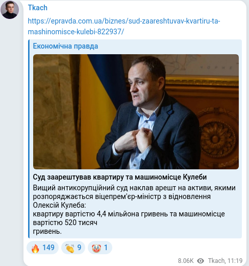 Telegram publication screenshot