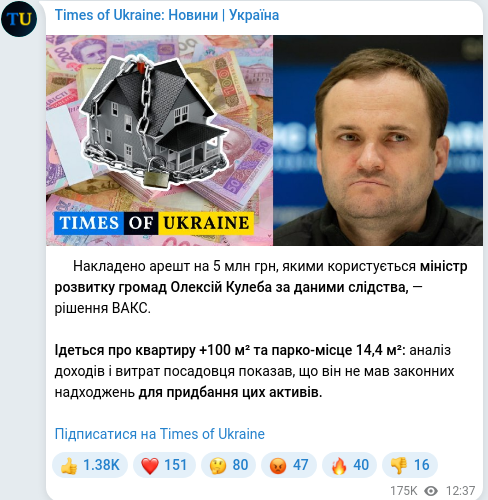 Telegram publication screenshot