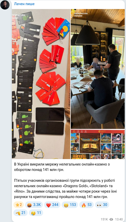 Telegram publication screenshot