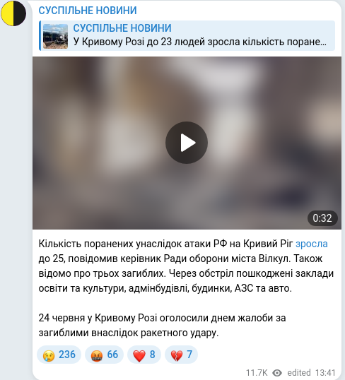 Telegram publication screenshot