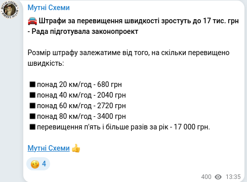 Telegram publication screenshot