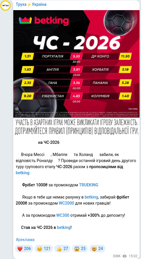 Telegram publication screenshot