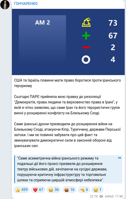 Telegram publication screenshot