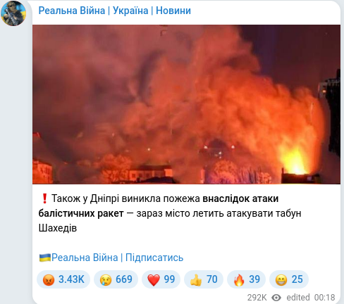 Telegram publication screenshot
