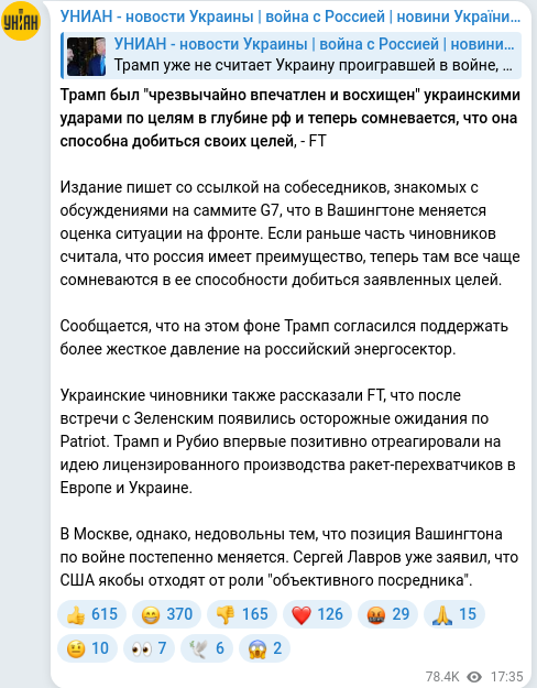 Telegram publication screenshot