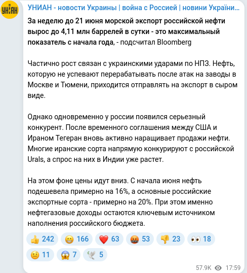 Telegram publication screenshot