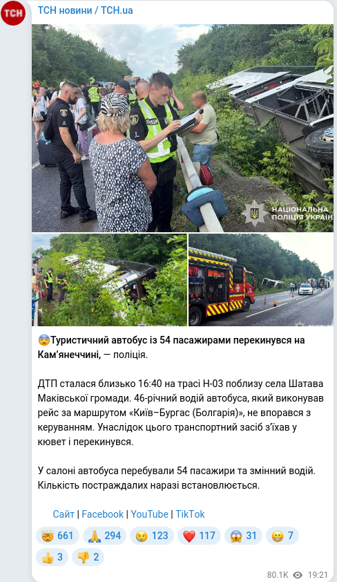 Telegram publication screenshot