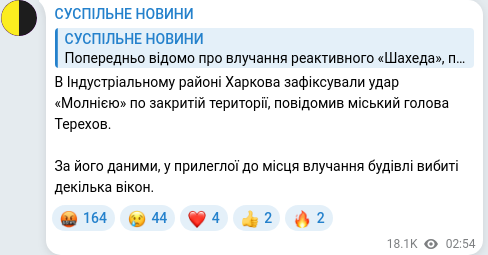 Telegram publication screenshot