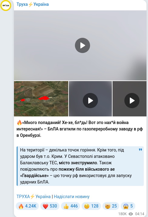 Telegram publication screenshot