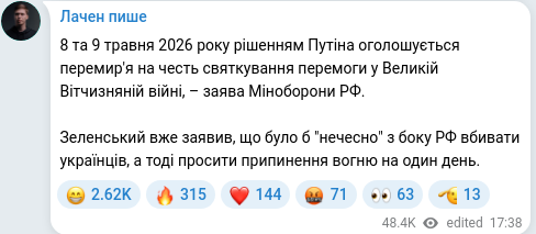 Скріншот Telegram-публікації