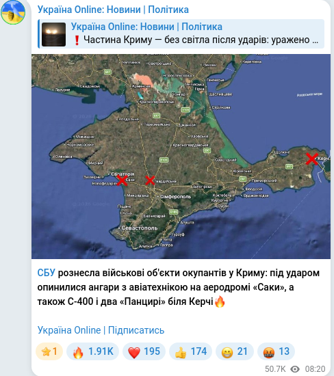 Telegram publication screenshot