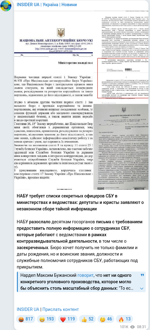 Telegram publication screenshot