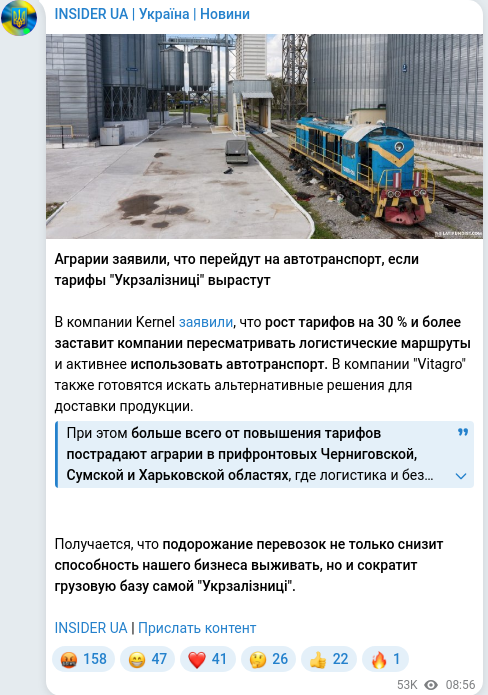 Telegram publication screenshot