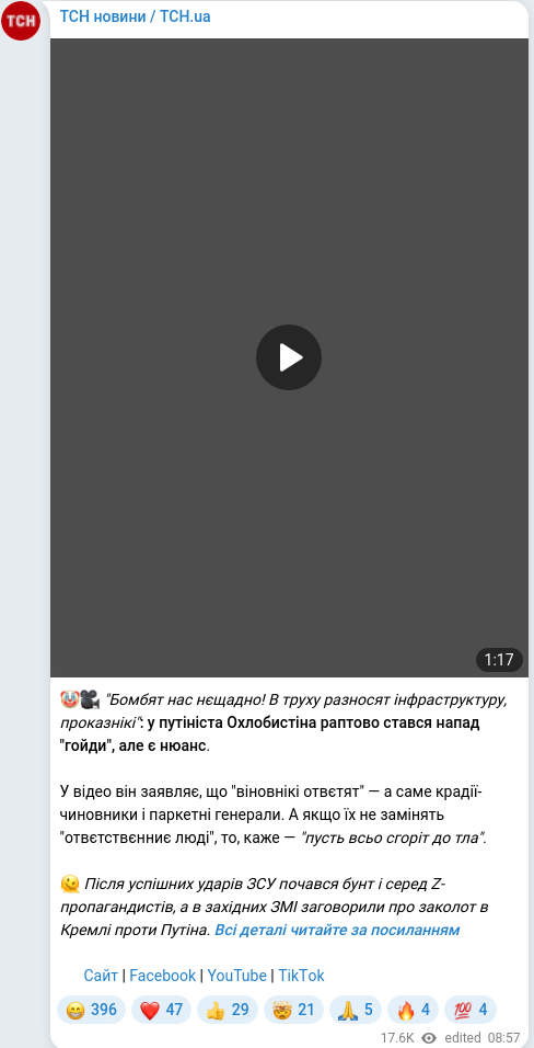 Telegram publication screenshot