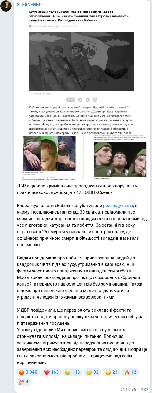 Telegram publication screenshot