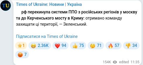 Telegram publication screenshot