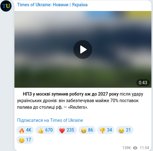Telegram publication screenshot