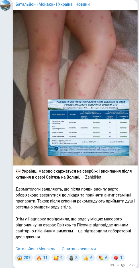 Telegram publication screenshot