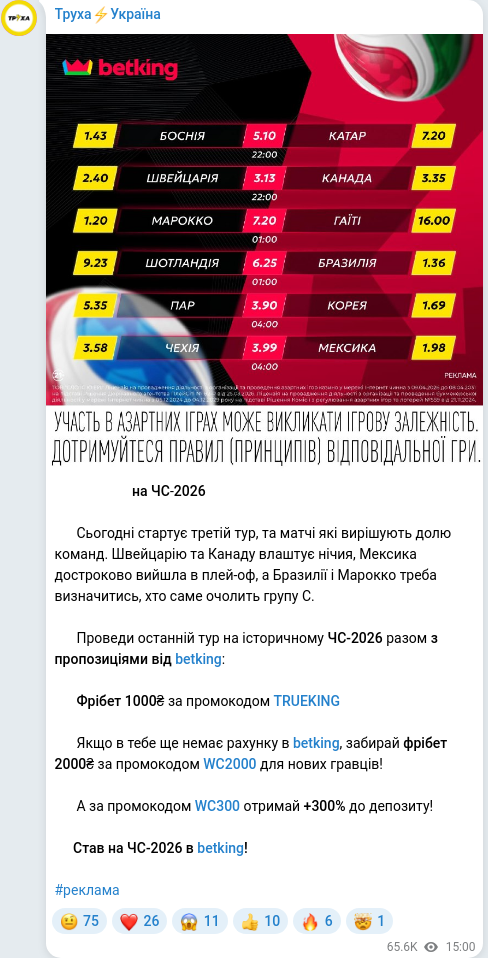 Telegram publication screenshot