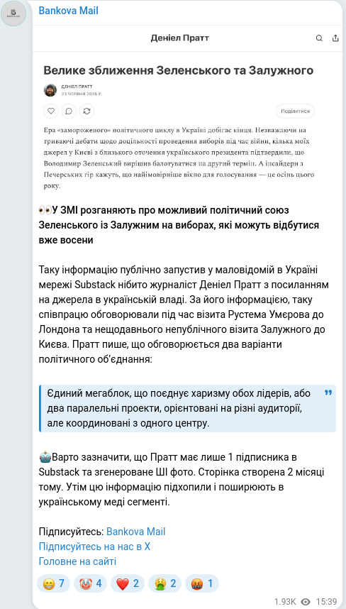 Telegram publication screenshot