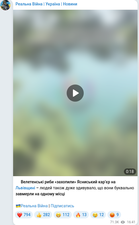 Telegram publication screenshot
