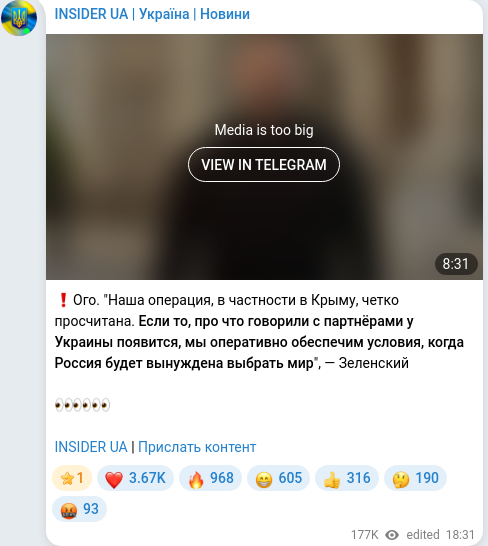 Telegram publication screenshot