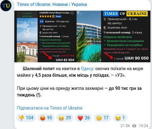 Скріншот Telegram-публікації
