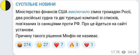 Telegram publication screenshot