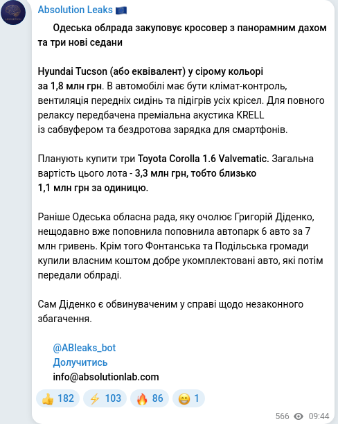 Telegram publication screenshot