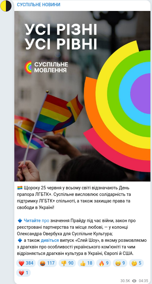 Telegram publication screenshot