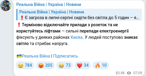 Telegram publication screenshot