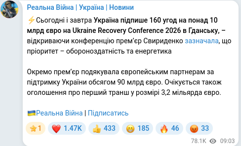 Telegram publication screenshot