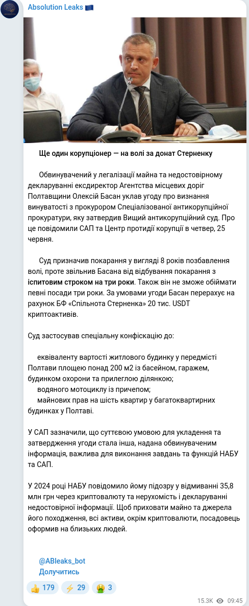 Telegram publication screenshot