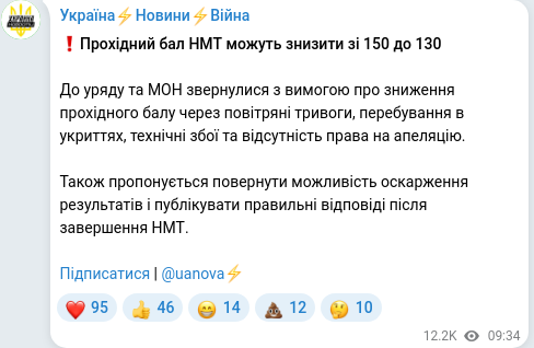 Telegram publication screenshot