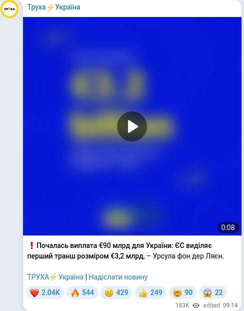 Telegram publication screenshot