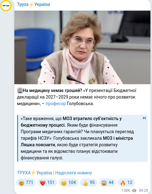 Telegram publication screenshot